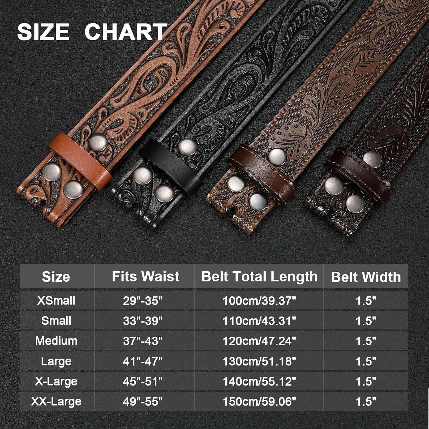 SANSTHS 2 Pack Western Belts for Men without Buckle, Cowboy Belt for Buckle Western Leather Belt Straps for Jeans
