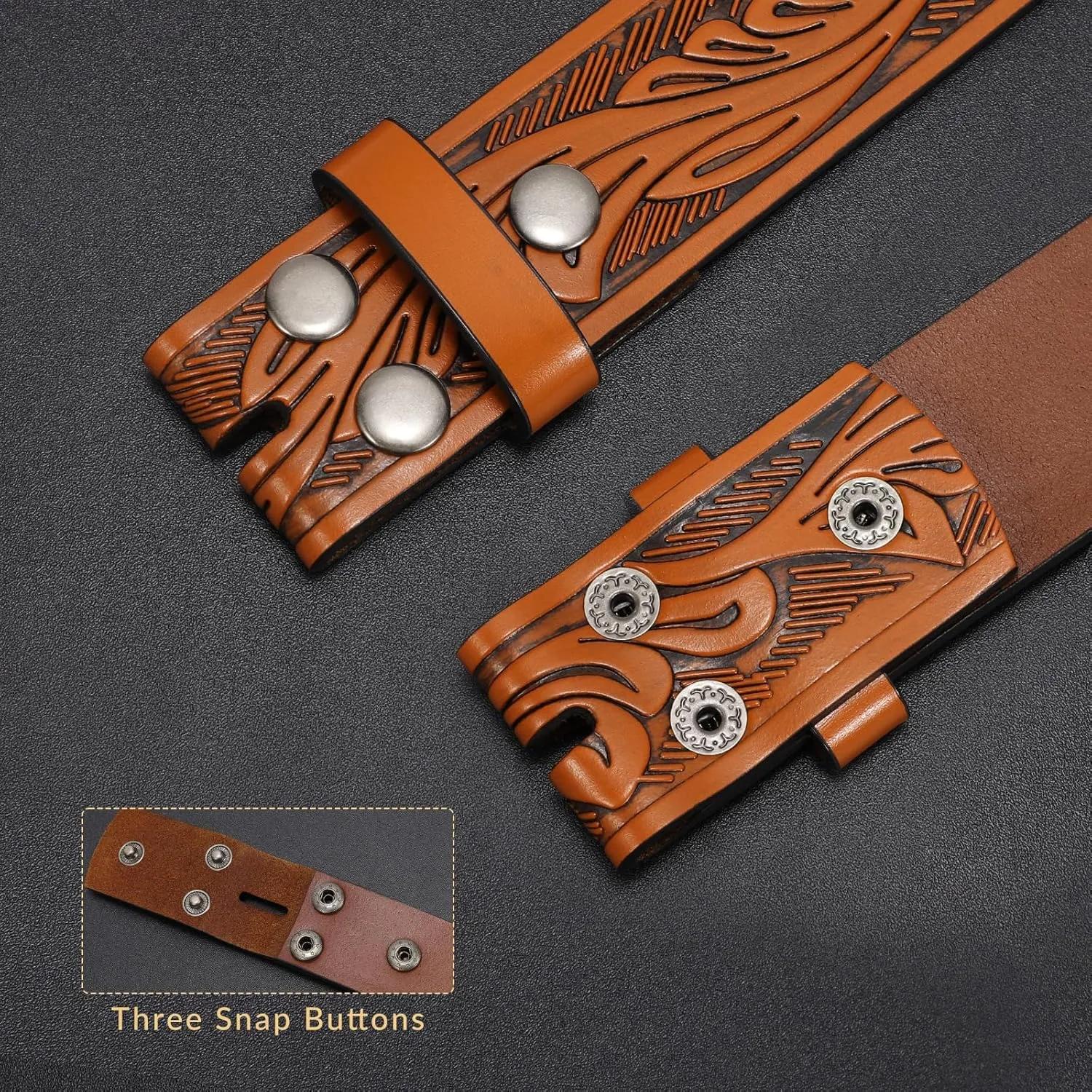 SANSTHS 2 Pack Western Belts for Men without Buckle, Cowboy Belt for Buckle Western Leather Belt Straps for Jeans