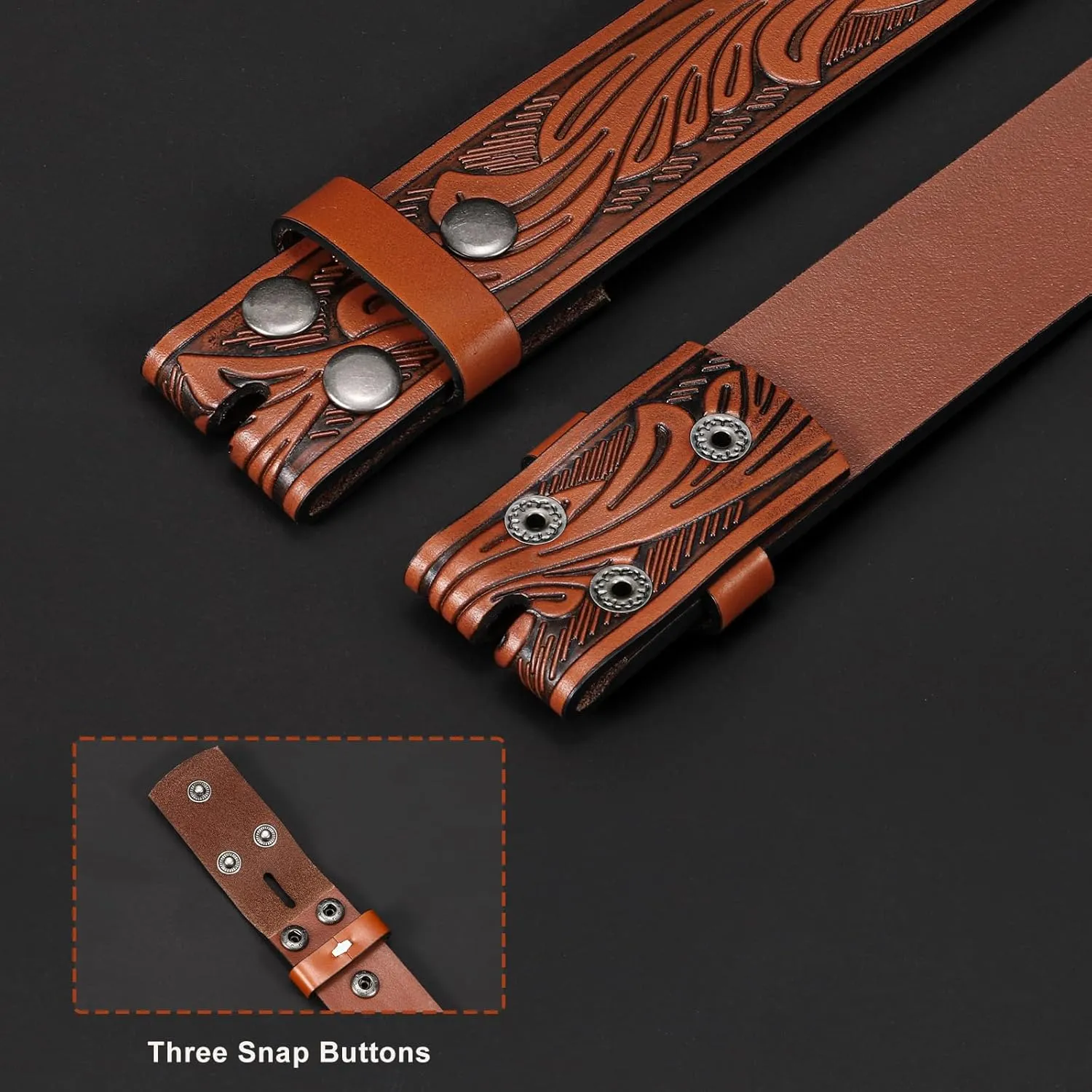 SANSTHS 3 Pack Western Belts for Men Woman without Buckle, Cowgirl Cowboy Belt for Buckle Western Leather Belt for Jeans
