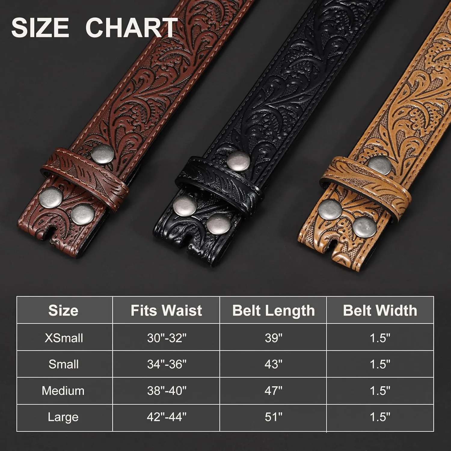 SANSTHS 3 Pack Western Belts for Men Woman without Buckle, Cowgirl Cowboy Belt for Buckle Western Leather Belt for Jeans