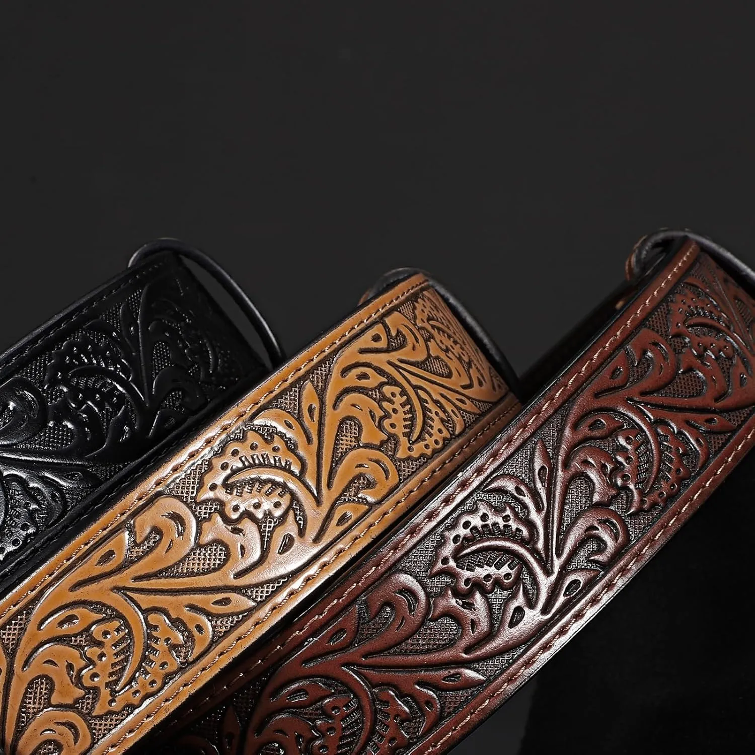 SANSTHS 3 Pack Western Belts for Men Woman without Buckle, Cowgirl Cowboy Belt for Buckle Western Leather Belt for Jeans