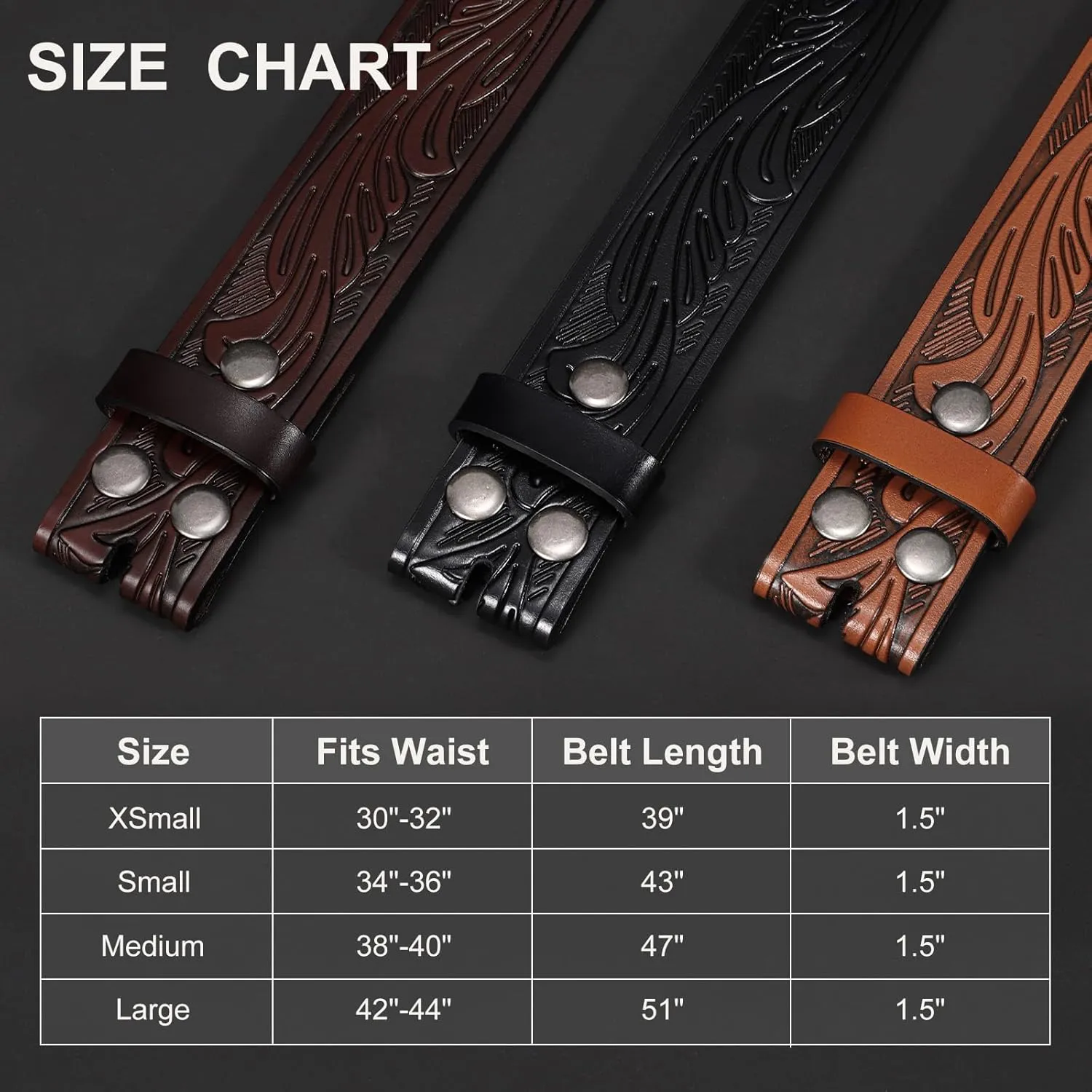 SANSTHS 3 Pack Western Belts for Men Woman without Buckle, Cowgirl Cowboy Belt for Buckle Western Leather Belt for Jeans