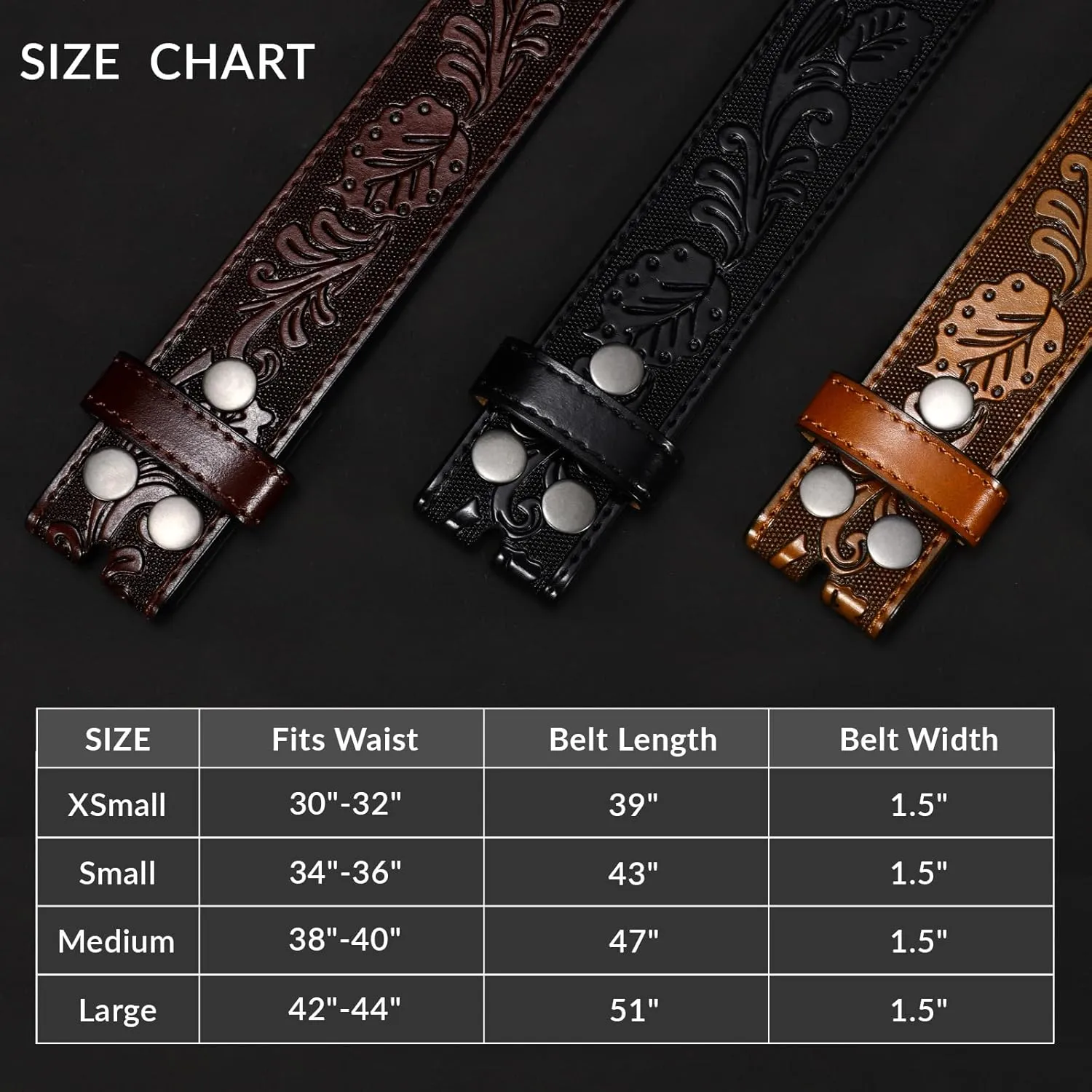 SANSTHS 3 Pack Western Belts for Men Woman without Buckle, Cowgirl Cowboy Belt for Buckle Western Leather Belt for Jeans
