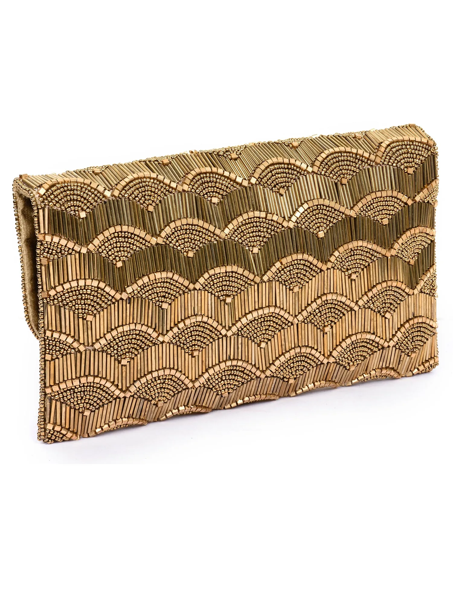 Scalloped Beaded Fold Over Clutch