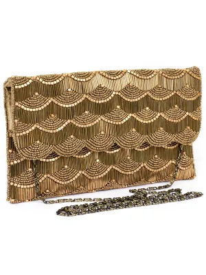Scalloped Beaded Fold Over Clutch