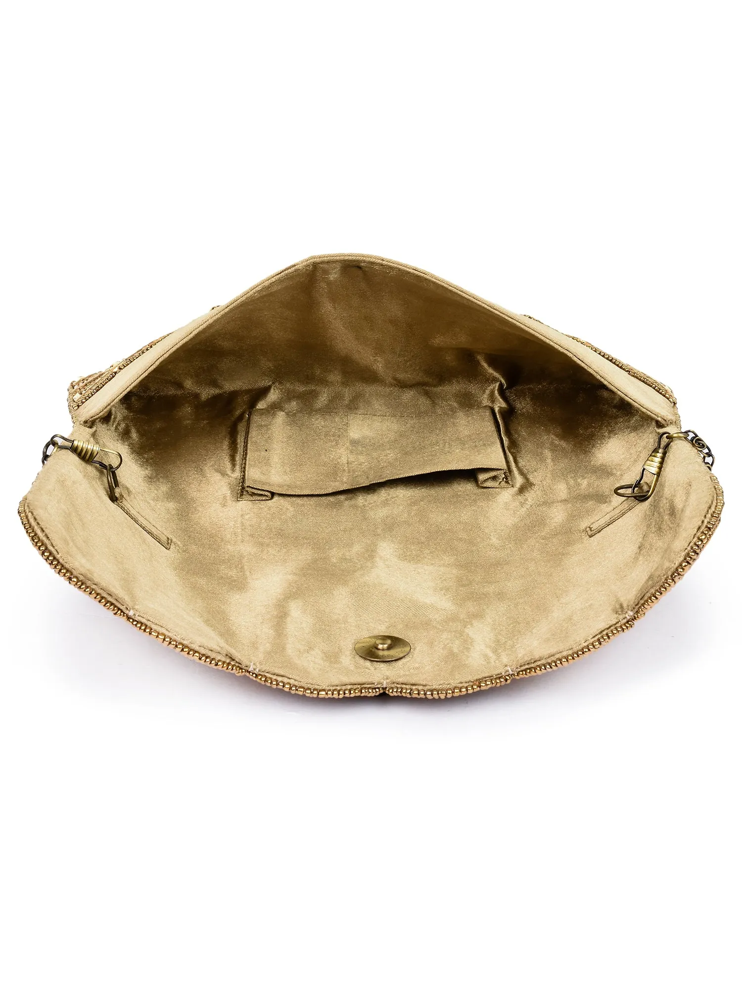 Scalloped Beaded Fold Over Clutch