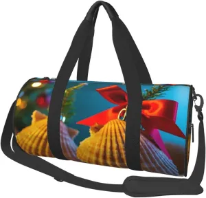 seashell christmas Print Round Large Capacity Travel Luggage Bags,Men's and Women's Hand-Held Travel Clothing Bags