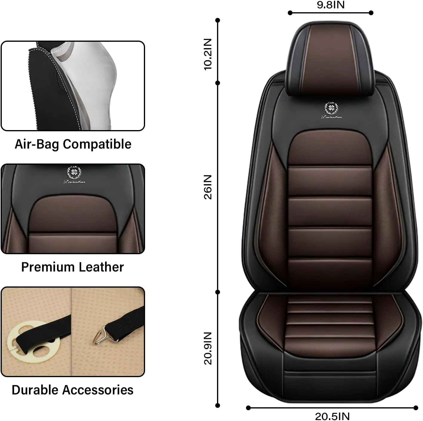 Seat Covers Front Set 2007-2024 1500 2500/HD 3500/HD Chevy Silverado GMC Sierra, Truck Seat Covers Waterproof Leather Seat Protectors, (Front Pair, Black&Coffee)