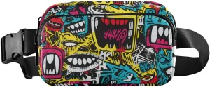 senya Doodle Big Mouth Monster Fanny Pack Crossbody Bags for Women Belt Bag Running Waist Bag with Adjustable Strap