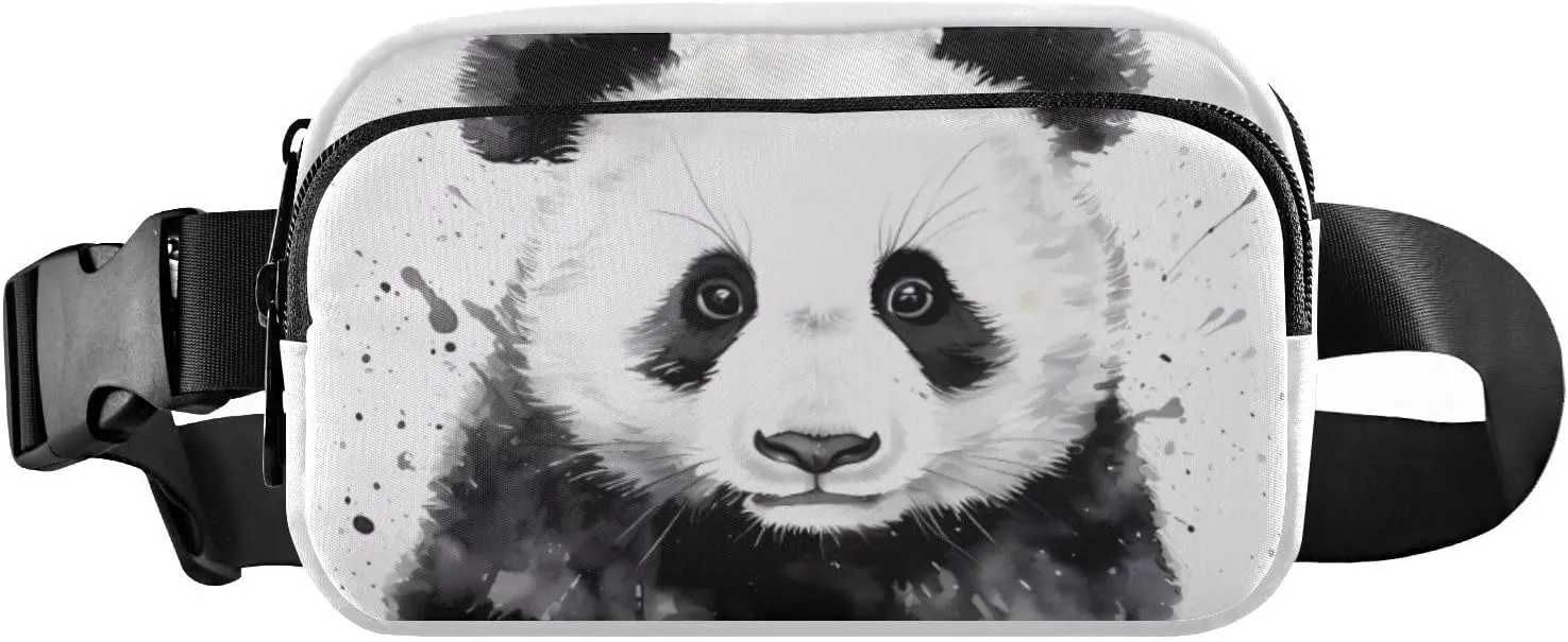 senya Panda Ink Painting Fanny Pack Crossbody Bags for Women Belt Bag Running Waist Bag with Adjustable Strap