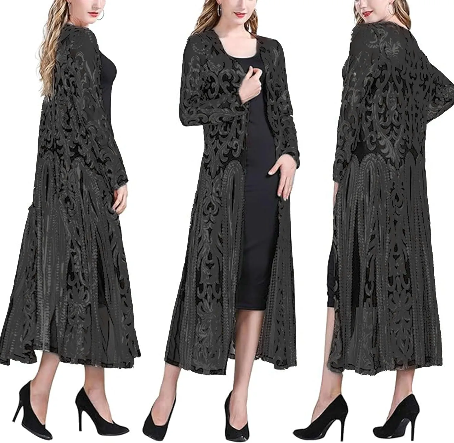 Sequin Cardigans Duster Sparkly Blazer Jackets Long for Women Evening