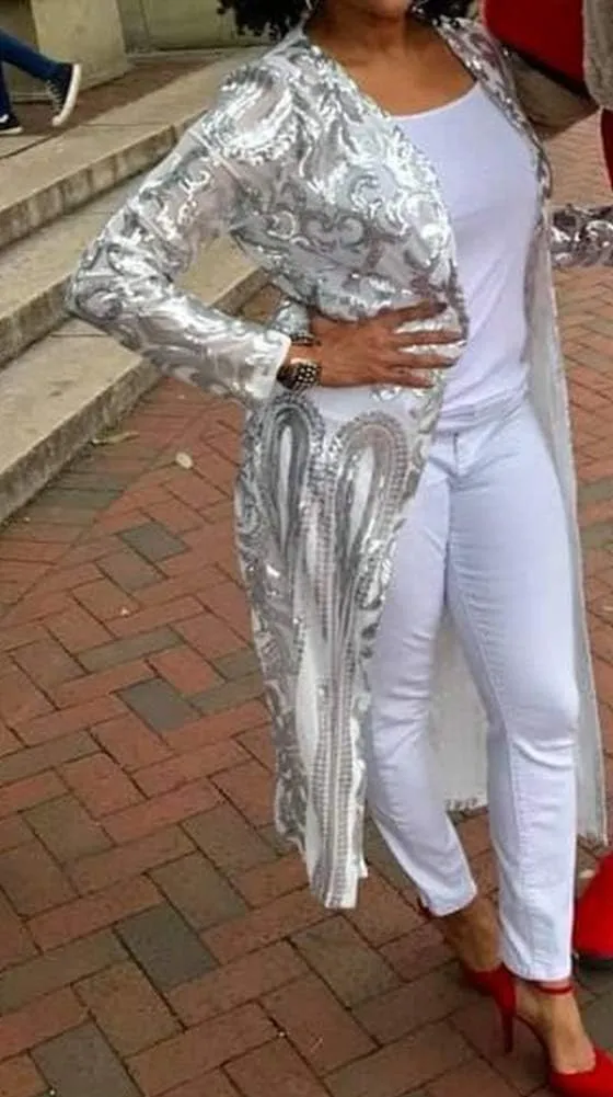 Sequin Cardigans Duster Sparkly Blazer Jackets Long for Women Evening