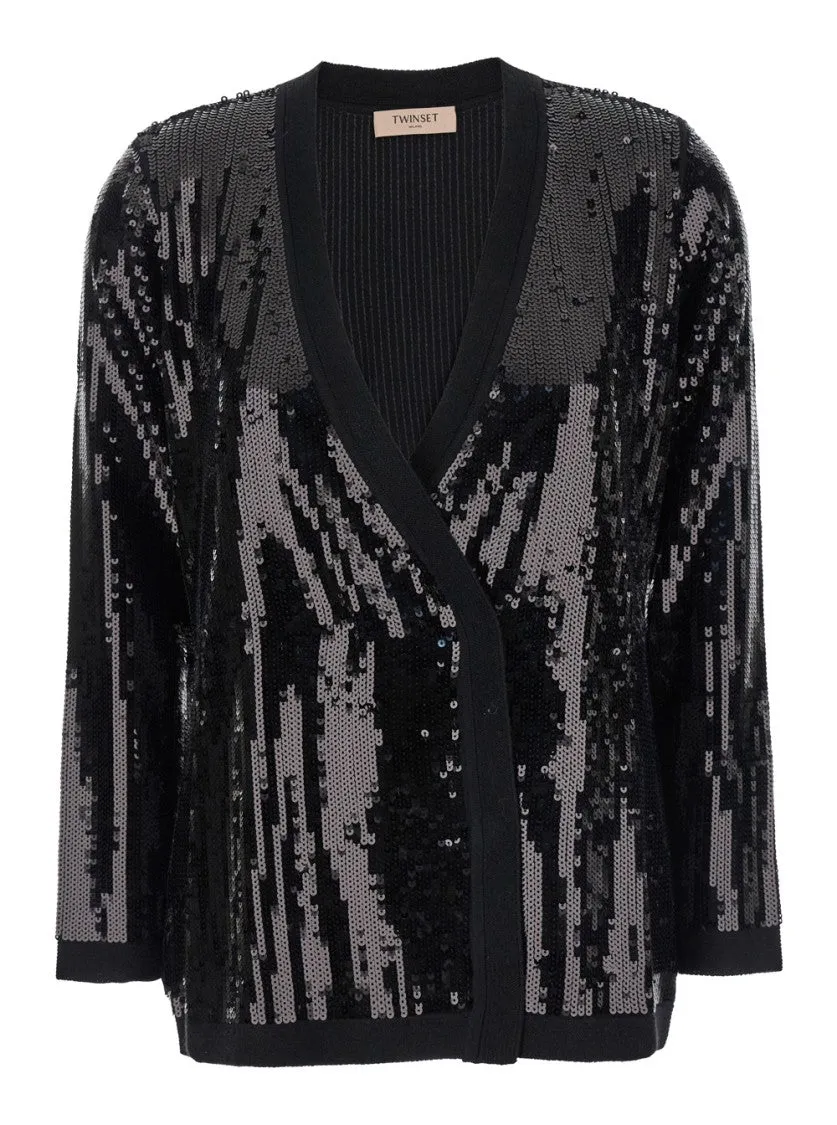 Sequin-Embellished Cardigan