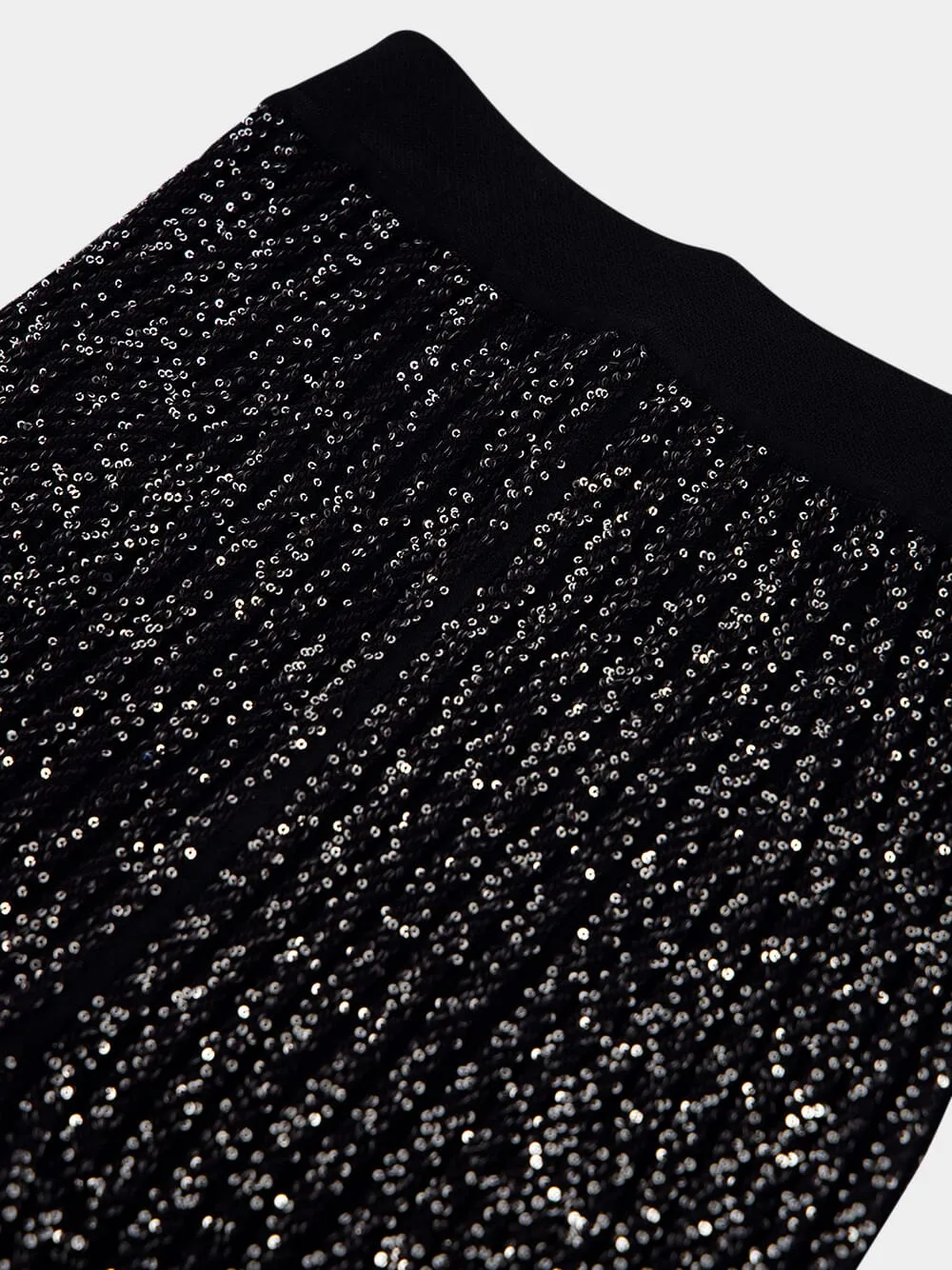 Sequin-Embellished Flared Knit Trousers