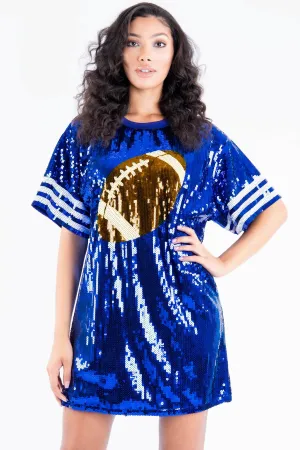 Sequin Football Mini Dress - Royal/Gold