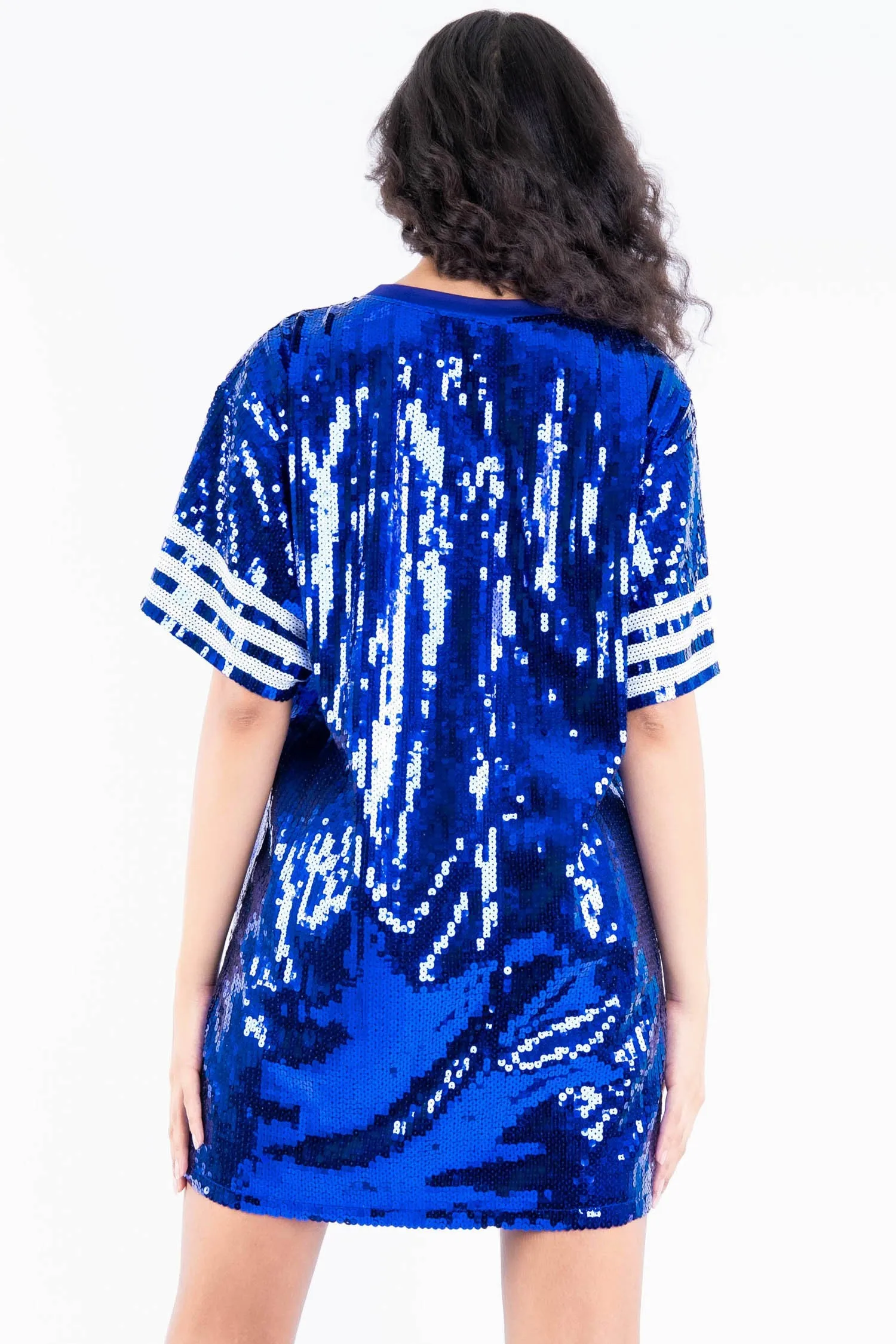 Sequin Football Mini Dress - Royal/Gold