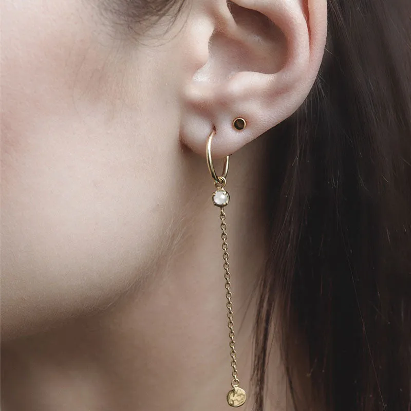 Sequin Hoop, Pearl, Gold