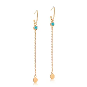 Sequin Hoop, Turquoise, Gold