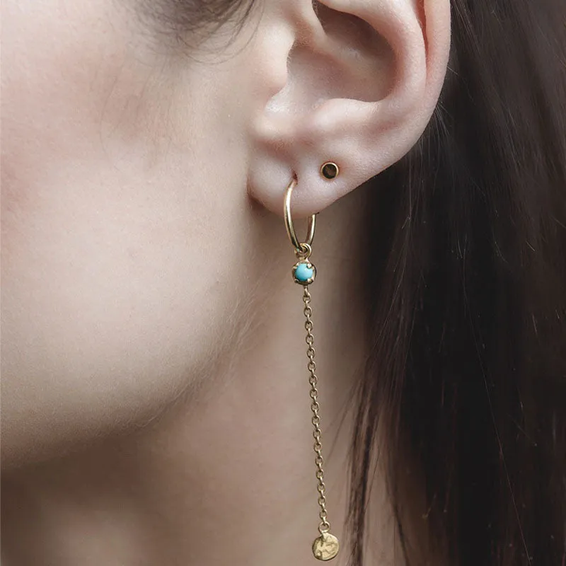 Sequin Hoop, Turquoise, Gold