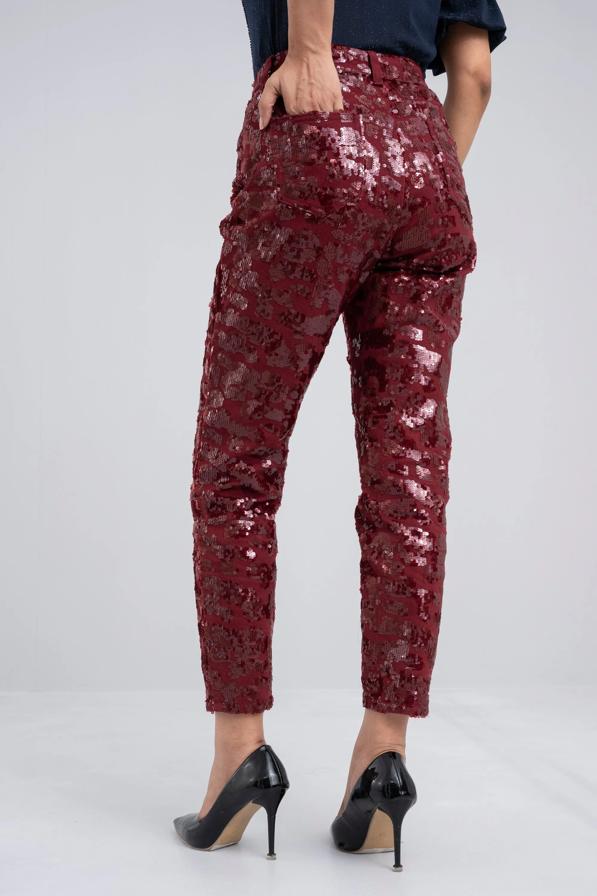 Sequin Twill Pants - Bling