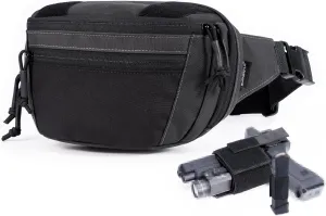 SHANGRI-LA Tactical Concealed Carry Fanny Pack for Men and Women, Low-Profile CCW Waist Bag, with Pistol Holster and Mag Holder, Multi-Use for Hiking, Travel, EDC