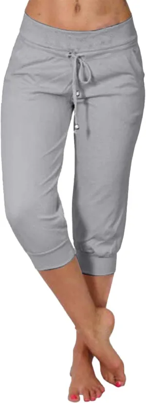 SHAOBGE Summer Pants for Women 2024 Summer New Casual Cropped Elastic Pants for Women Fashion Trendy Pants for