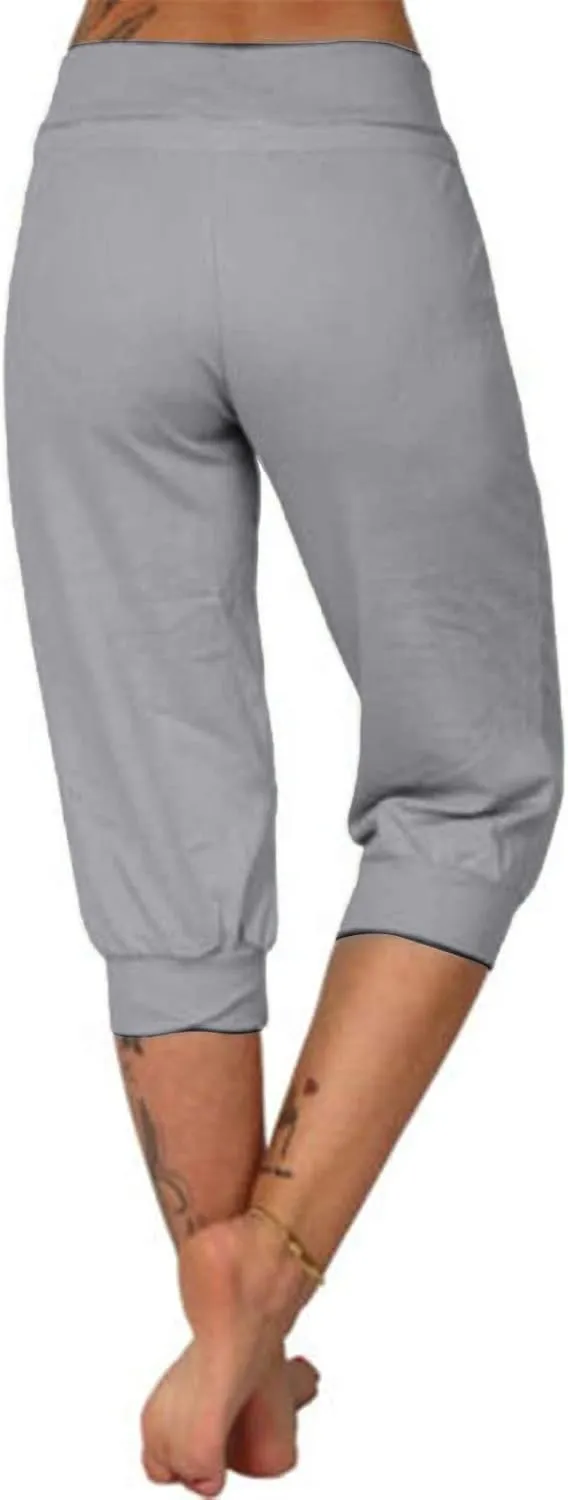 SHAOBGE Summer Pants for Women 2024 Summer New Casual Cropped Elastic Pants for Women Fashion Trendy Pants for