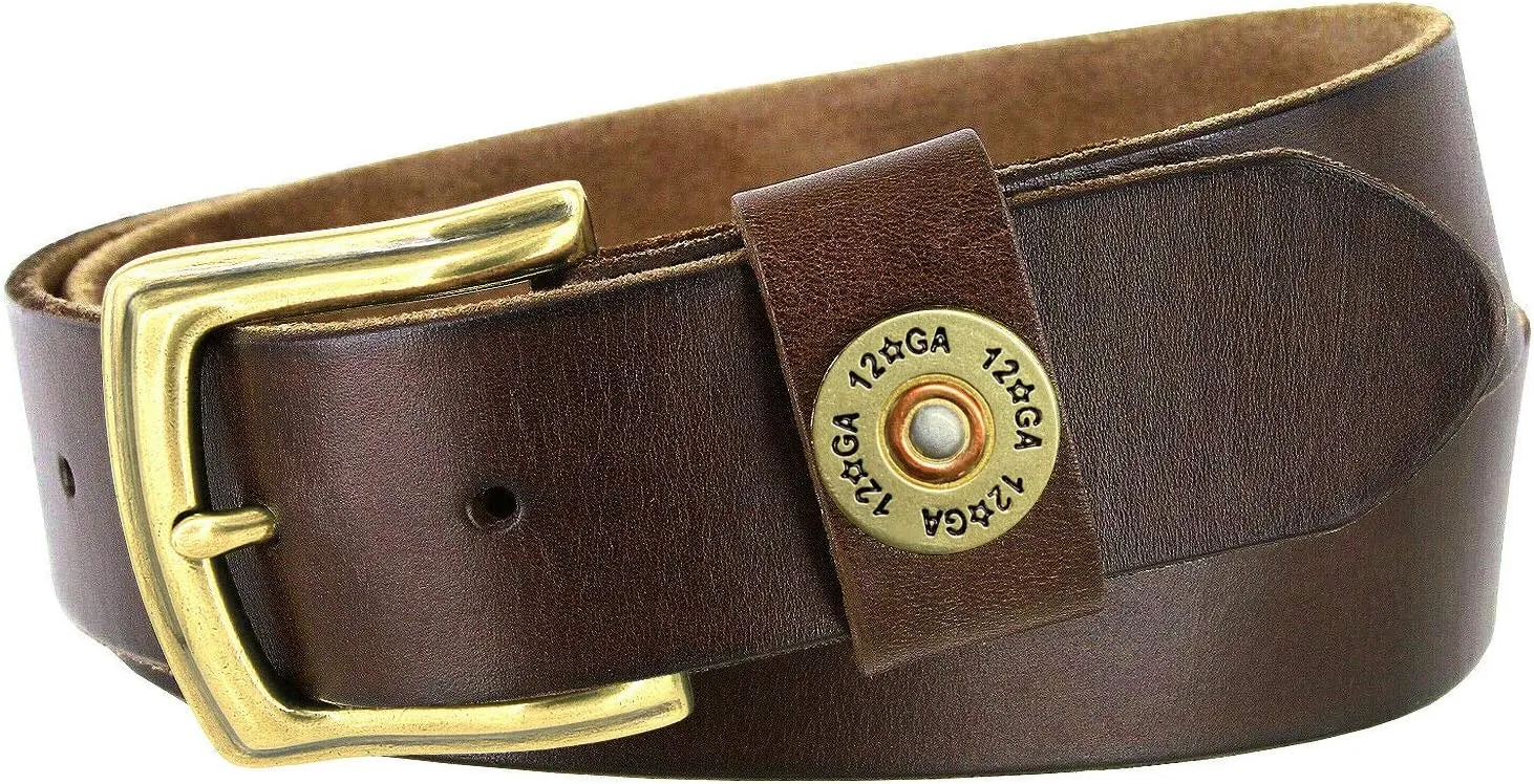 Shotgun Shell Concho Genuine Casual Jean Leather Belt 1-1/2"(38mm) wide