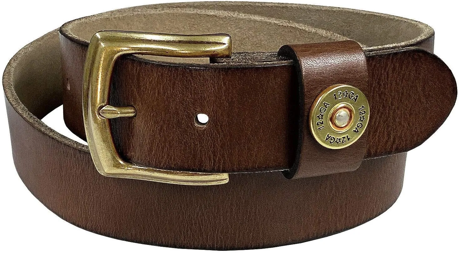 Shotgun Shell Concho Genuine Casual Jean Leather Belt 1-1/2"(38mm) wide