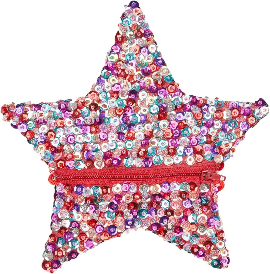SHU-SHI Girls Toddler Sequin Purse Star Shaped Bag Crossbody Long Strap
