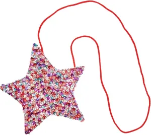 SHU-SHI Girls Toddler Sequin Purse Star Shaped Bag Crossbody Long Strap