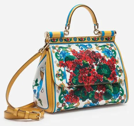 Sicily Floral Bag in Printed Dauphine Leather