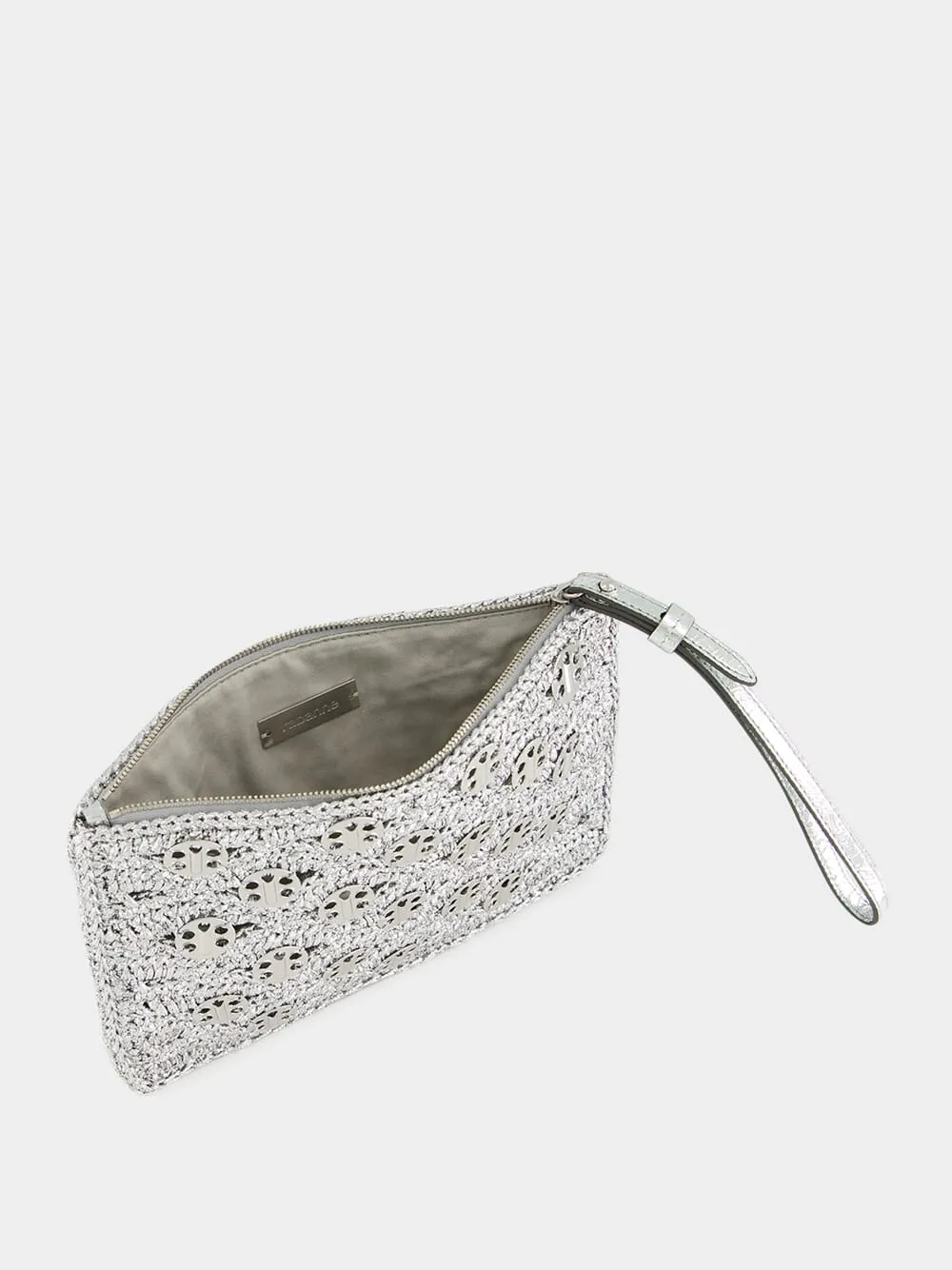Silver Lurex Raffia Disc Pouch