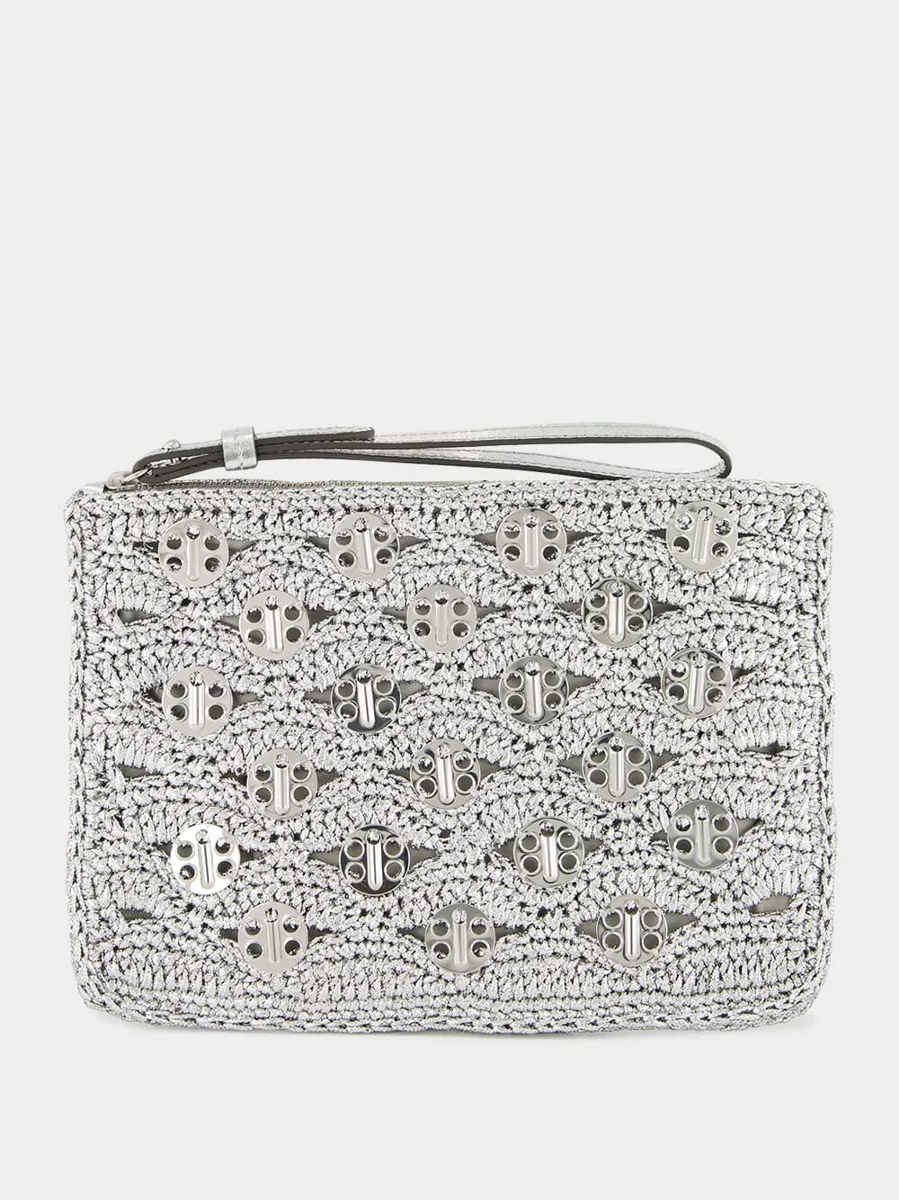 Silver Lurex Raffia Disc Pouch