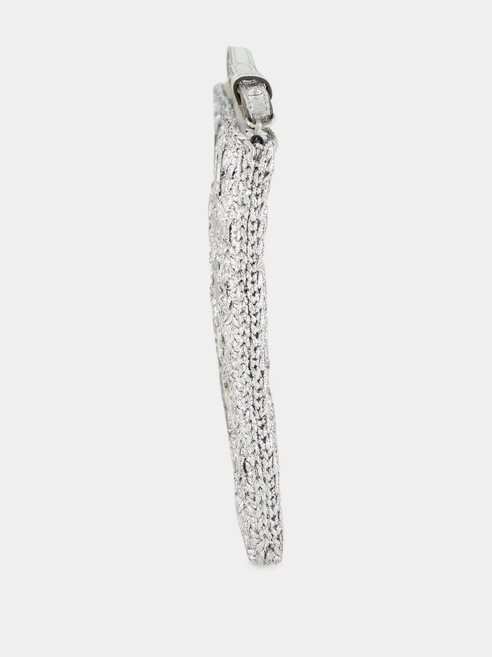 Silver Lurex Raffia Disc Pouch