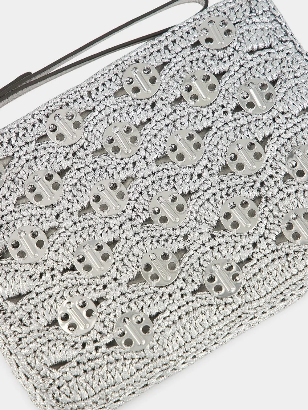 Silver Lurex Raffia Disc Pouch
