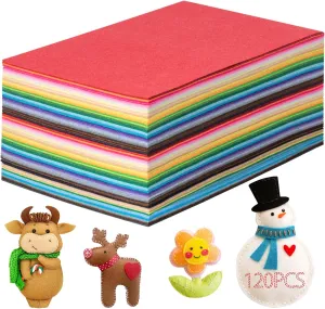Simetufy 120 Pcs Felt Fabric Sheets, 8x12 Inch DIY Felt Sheets, 1mm Thick Non-Woven Patchwork Material for Sewing Projects & Decoration - 40 Assorted Colors (20 x 30cm)