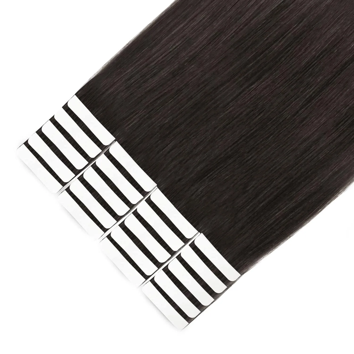Sixstarhair Off Black Tape In Hair Extensions Black Brown Hair Extensions For Women Seamless Tape In Extensions Remy Human Hair 20 Pieces 50g per Pack [Color 1B 14inch]