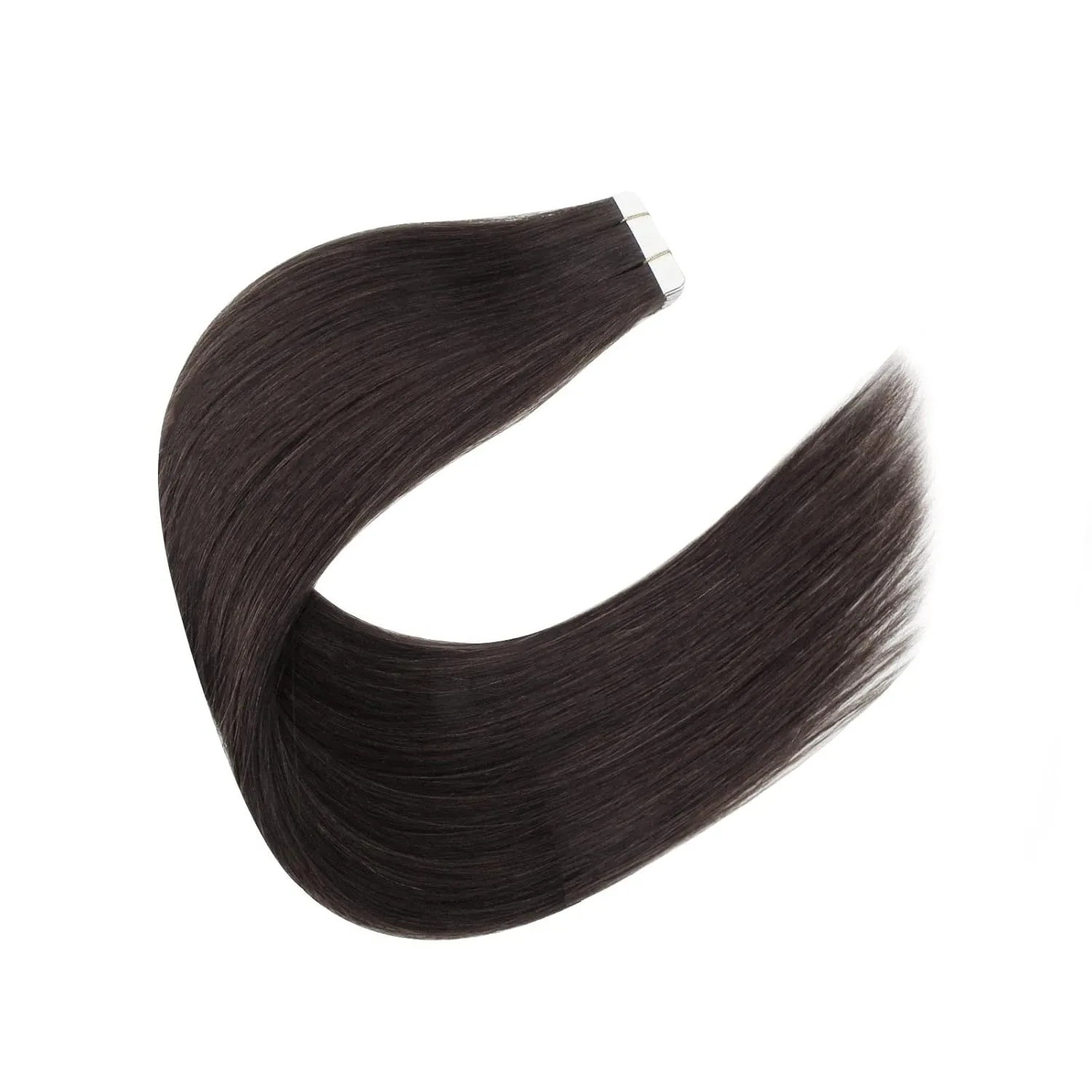 Sixstarhair Off Black Tape In Hair Extensions Black Brown Hair Extensions For Women Seamless Tape In Extensions Remy Human Hair 20 Pieces 50g per Pack [Color 1B 14inch]