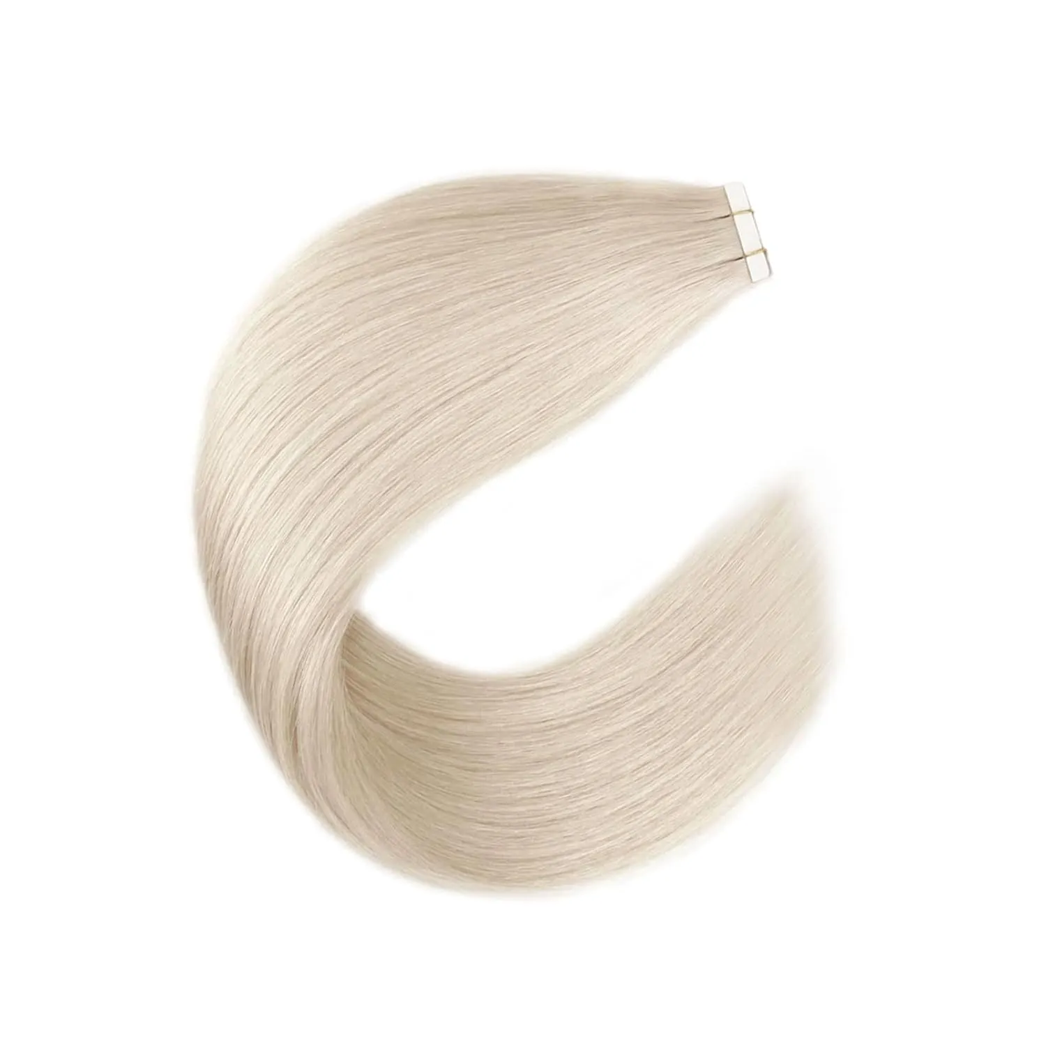 Sixstarhair Tape in Hair Extensions Silky Straight 100 Percent Remy Human Hair Soft Glue White Blonde Tape in Hair Extensions Human Hair Ice Blonde Tape Extensions Human Hair 50g [Color 1000 14inch]