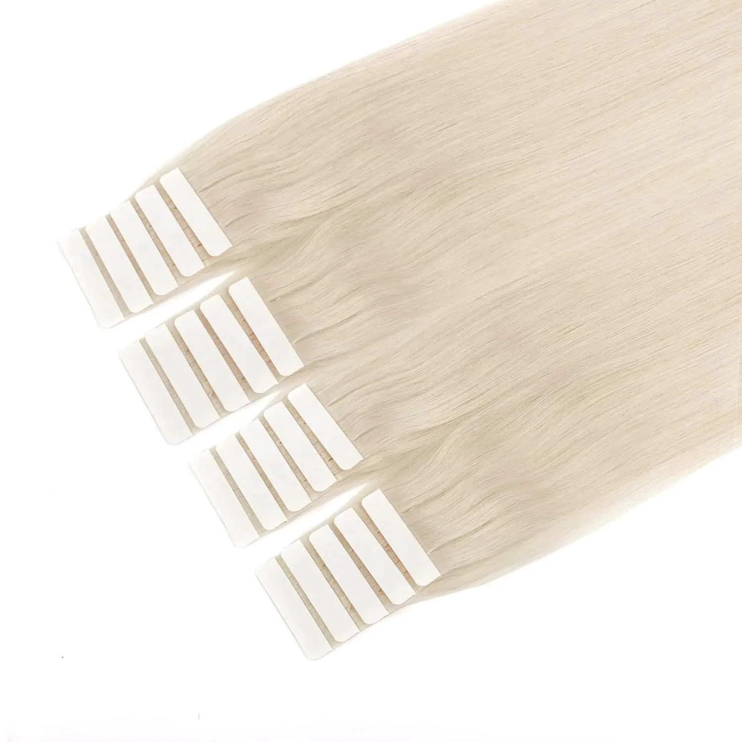 Sixstarhair Tape in Hair Extensions Silky Straight 100 Percent Remy Human Hair Soft Glue White Blonde Tape in Hair Extensions Human Hair Ice Blonde Tape Extensions Human Hair 50g [Color 1000 14inch]