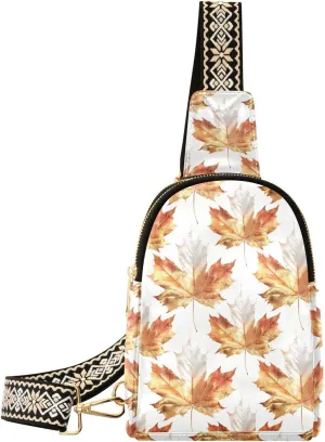 Sketch Maple Leaf Rose Gold crossbody bag sturdy crossbody fanny packs chest for day pack
