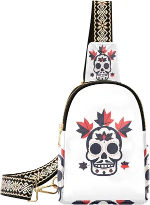 Skull Maple Leaf Outlined Red Black crossbody bag waterproof body bags for women for travel