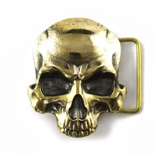 Skull Matte belt buckle, Dead head textured human skull solid smoky brass buckle for casual belt for men and women, Skeleton head belt buckle