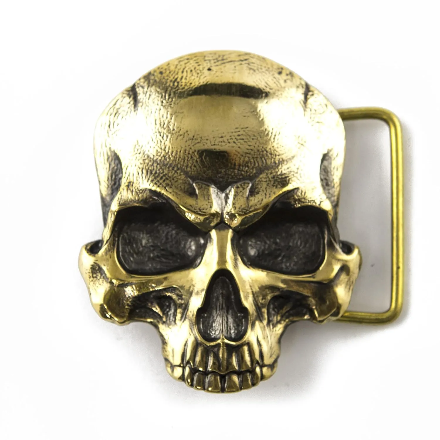 Skull Matte belt buckle, Dead head textured human skull solid smoky brass buckle for casual belt for men and women, Skeleton head belt buckle