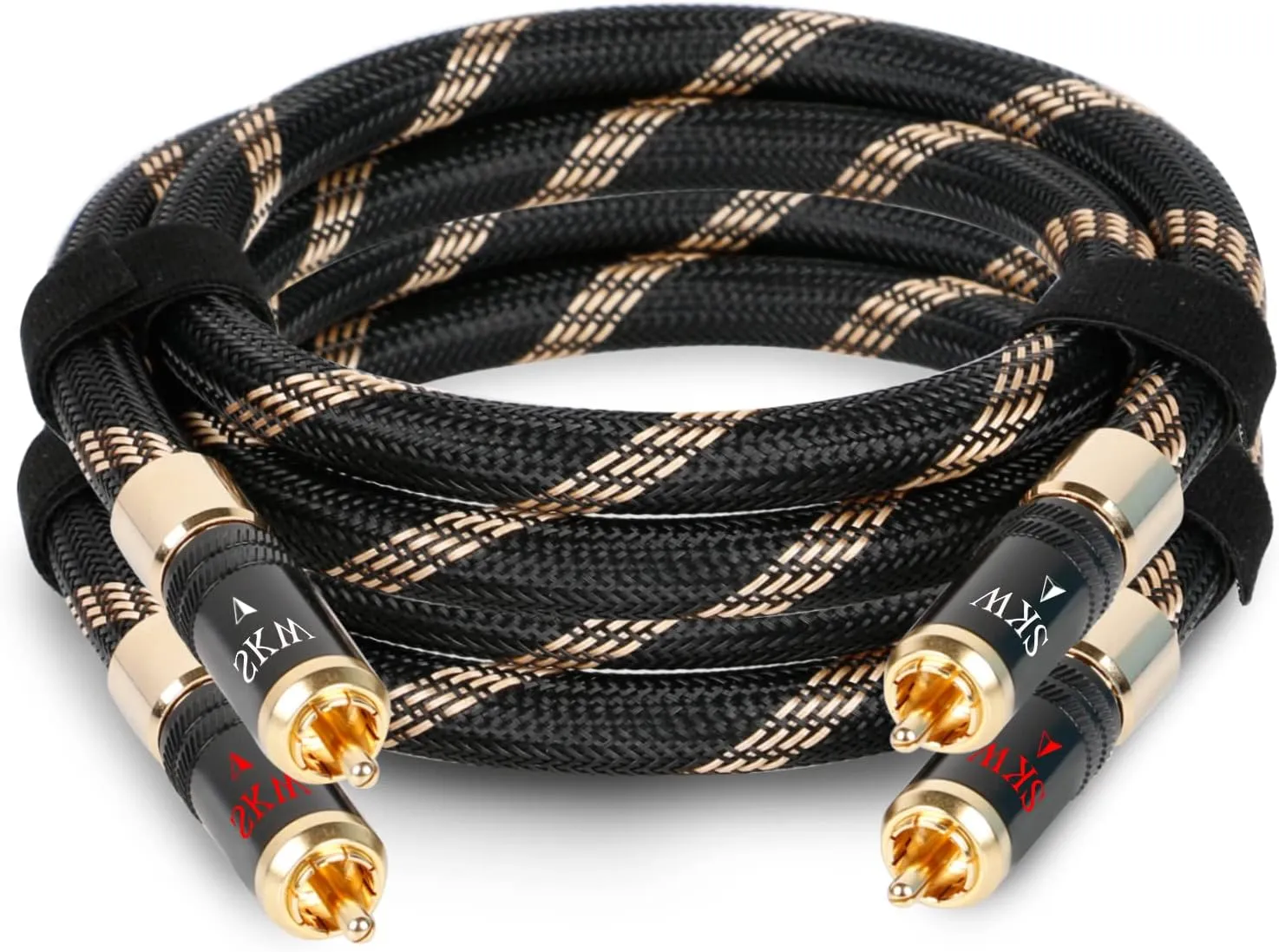 SKW Audiophiles Lock RCA Cable 2RCA Male to 2RCA Male HiFi System Interconnect Cable with Diameter 8mm 3.2ft/1M