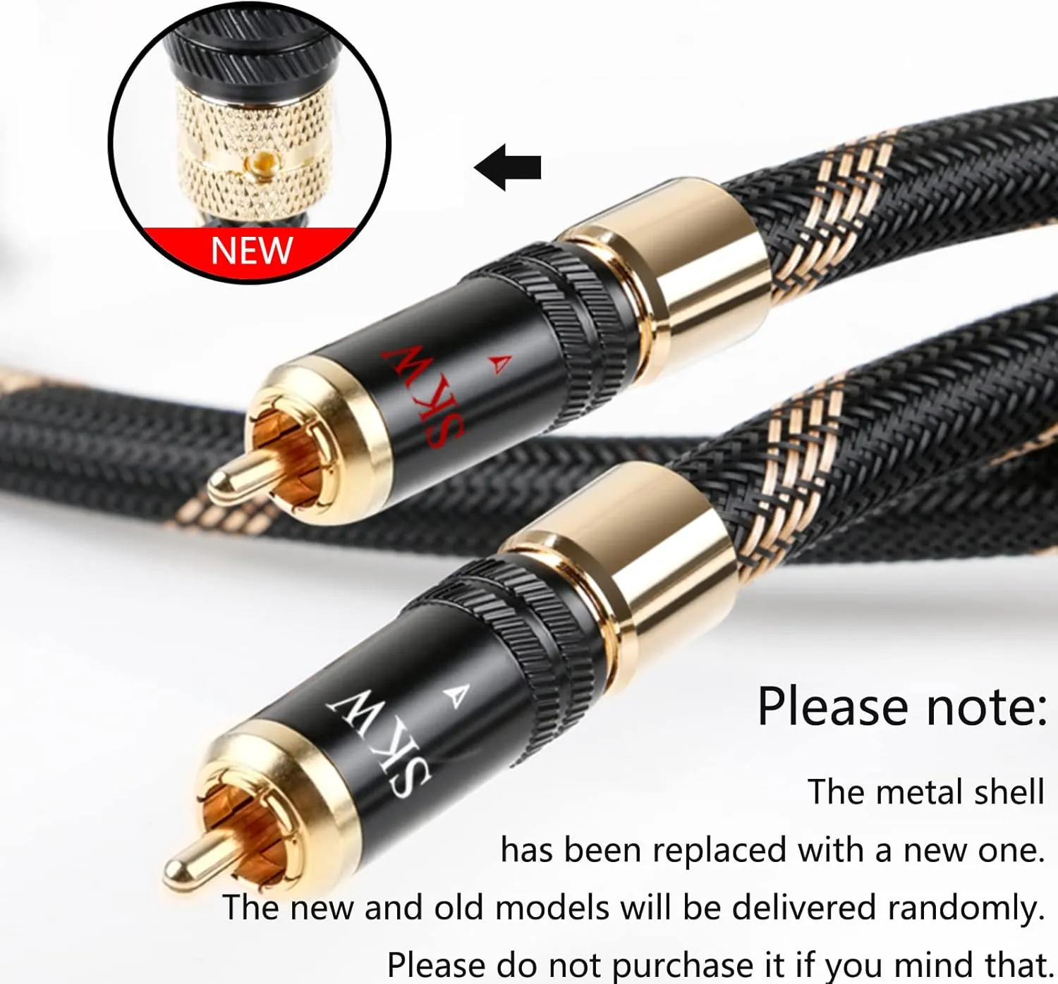 SKW Audiophiles Lock RCA Cable 2RCA Male to 2RCA Male HiFi System Interconnect Cable with Diameter 8mm 3.2ft/1M
