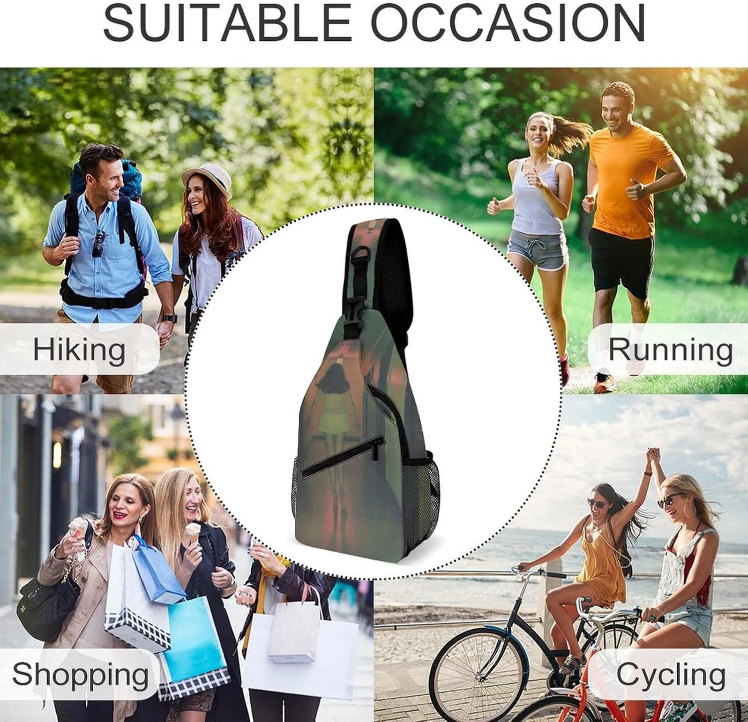 Sling Bag for Women Men Chest Bag A Long Corridor Daypack Fanny Pack Cross Body Bag for Traveling