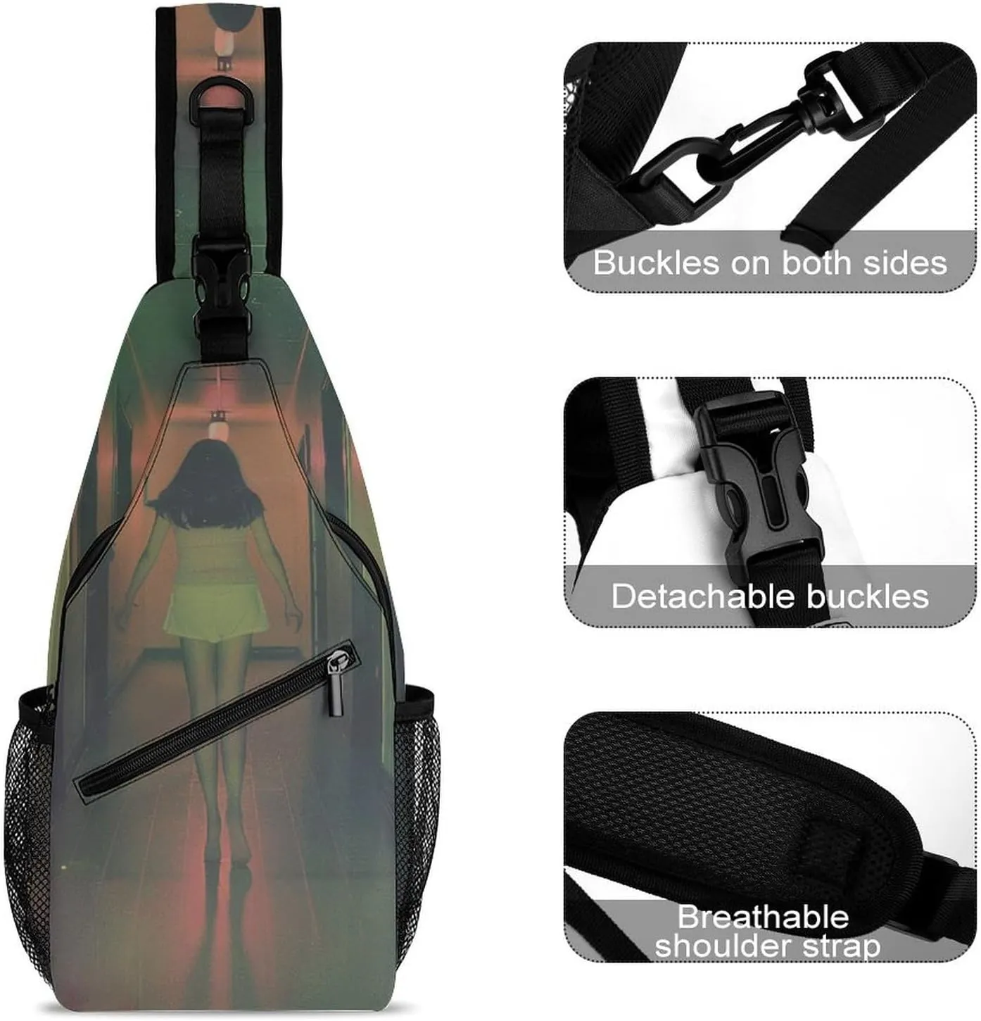 Sling Bag for Women Men Chest Bag A Long Corridor Daypack Fanny Pack Cross Body Bag for Traveling