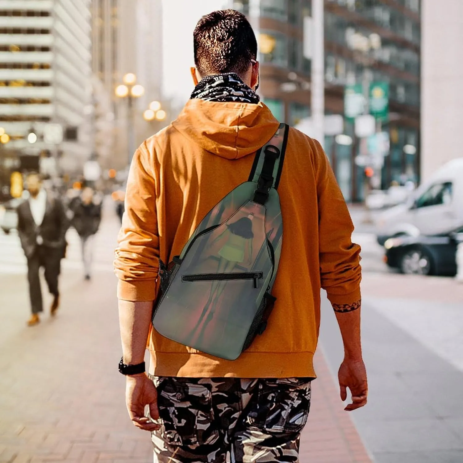 Sling Bag for Women Men Chest Bag A Long Corridor Daypack Fanny Pack Cross Body Bag for Traveling